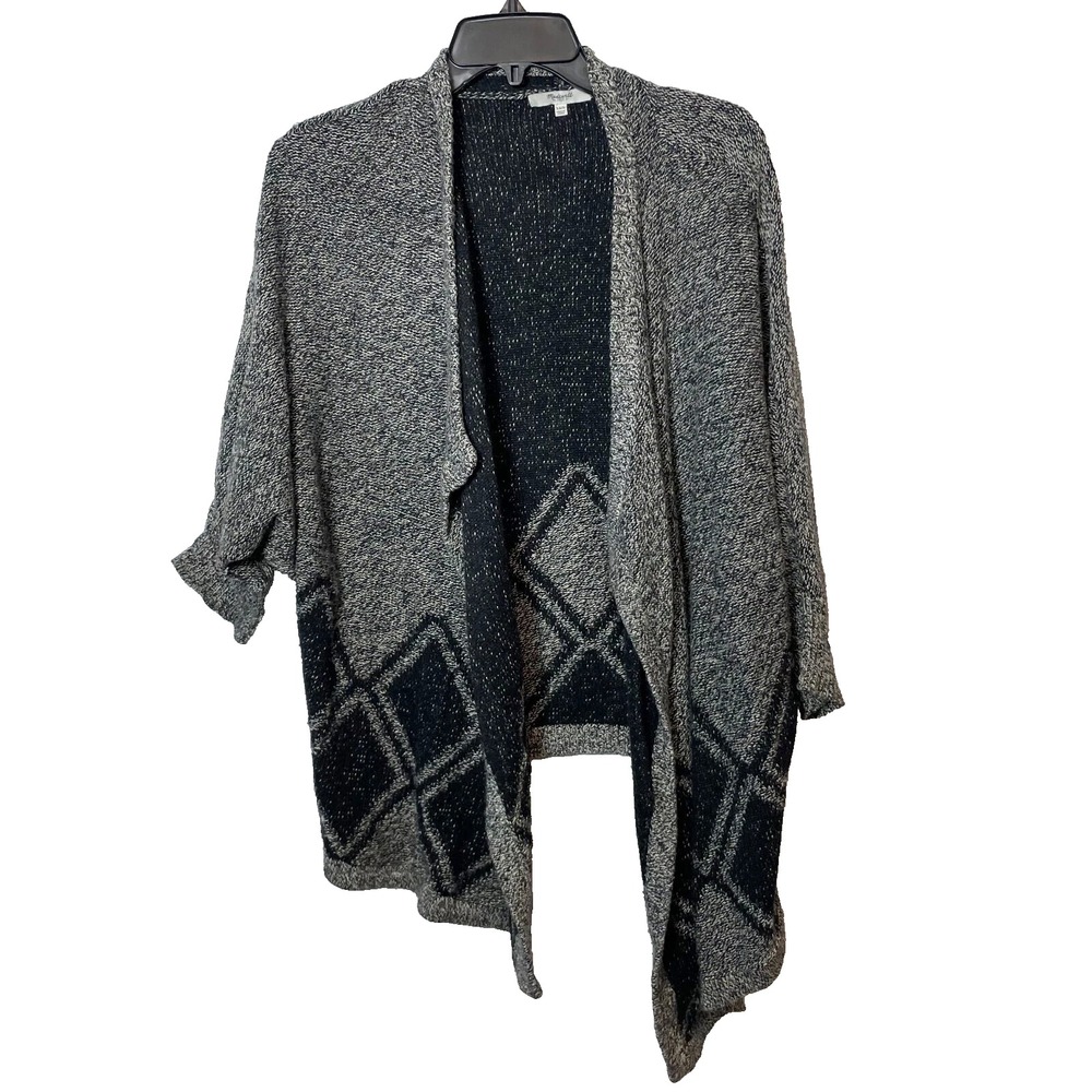 Madewell All Angles Open Front Cardigan Sweater Womens XS/S Gray 3/4 Sleeve Knit